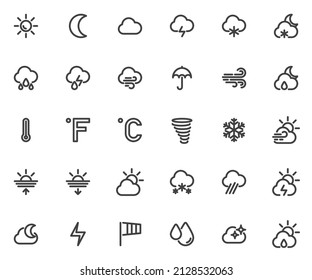 Forecast Weather Line Icons Set Linear Stock Vector (Royalty Free ...