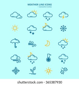 Forecast Weather and Seasonable Icons Set