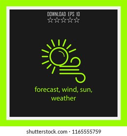 forecast, wind, sun, weather vector icon