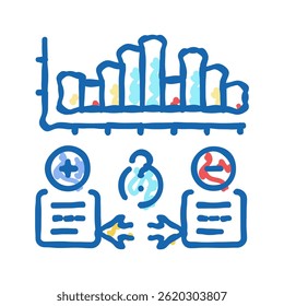 Vector de esbozo de icono de doodle de proceso de negocio de pronóstico. signo de proceso de negocio de pronóstico. ilustración de símbolo aislado