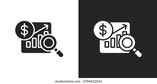 Icono de pronóstico en estilo de glifo blanco y negro