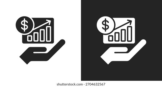 Icono de pronóstico en estilo de glifo blanco y negro
