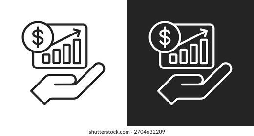 Icono de pronóstico en estilo de línea en blanco y negro