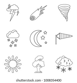 Forecasting icons set. Outline set of 9 forecasting vector icons for web isolated on white background