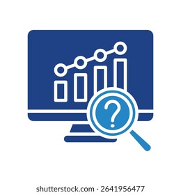 Forecasting mini illustration dual tone blue color icon, use for machine learning, education, technology industry, UI, UX kit, app and web development, digital or print.