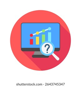 Ilustração mini da previsão ícone da cor plana arredondado, uso para a aprendizagem de máquina, educação, indústria da tecnologia, UI, kit do UX, o desenvolvimento de aplicativo e web, digital ou impresso.