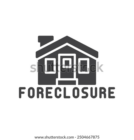 Foreclosure house vector icon. filled flat sign for mobile concept and web design. House with a Foreclosure sign glyph icon. Symbol, logo illustration. Vector graphics