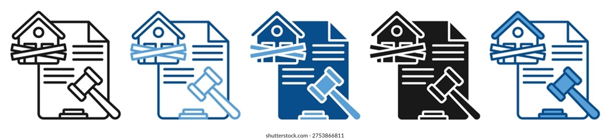 Foreclosure icon set multiple style collection