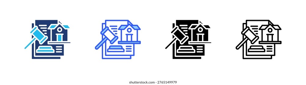 Foreclosure Multi Style Icon Set Vector