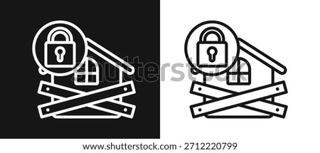 Foreclosure Outline style In White And Black Background