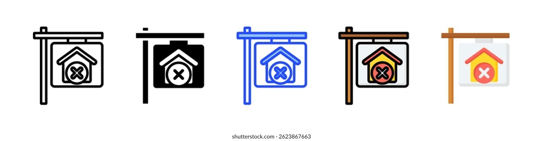 Colección de ícono de signo de ejecución hipotecaria con múltiples estilos