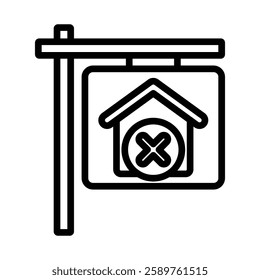 Foreclosure Sign Line Vector Illustration On White Background.