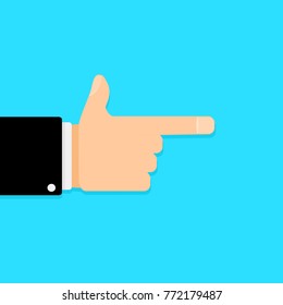 Forefinger direction banner. Finger gesture indicate, vector illustration