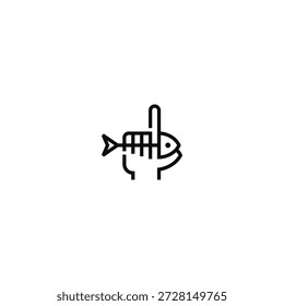 Forefinger and fish skeleton logo idea.