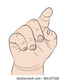 Forefinger of a hand of the kid on a white background. 