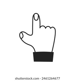 Forefinger hand sign outline icon. Black line pointer gesture symbol. Vector illustration