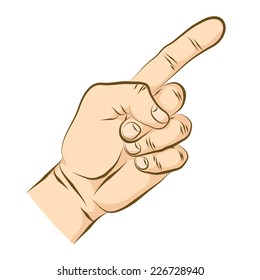 Forefinger. Pointing gesture. Digit one sign. Vector image.