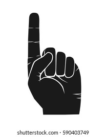 Forefinger, pointing hand. vector icon silhouette image in black gray tones.