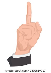 Forefinger raised up. Vector illustration