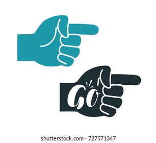 Forefinger symbol or icon. Index finger, go, direction, orientation hand gesture. Vector illustration