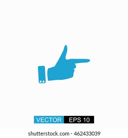Forefinger vector. Isolated blue icon on white background.