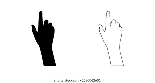 Forefinger vector sign isolated on white background.