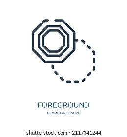foreground thin line icon. business, success linear icons from geometric figure concept isolated outline sign. Vector illustration symbol element for web design and apps.