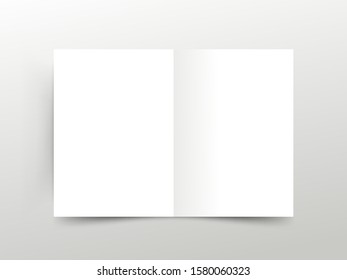 Foreground. Vector blank white paper open. Brochure template.