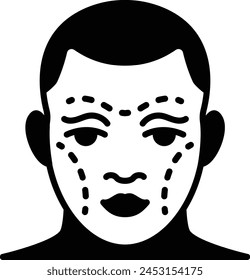 forehead wrinkle reduction surgery concept, Foreheadplasty vector icon design, Cosmetology or Cosmetologist Symbol, esthetician or beautician Sign, Beauty treatment stock illustration
