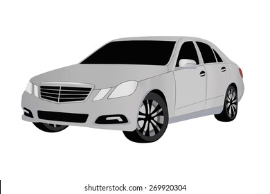 A foreign car in a vector on a white background.The logo of the car. Vector illustration of a foreign car..