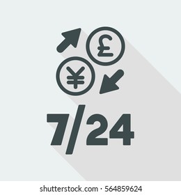 Foreign currency exchange 7/24 - Sterling - Yen - Vector web icon