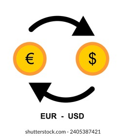 Foreign currency exchange icon. Containing Euro to US Dollar . Financial exchange concept. illustration Vector