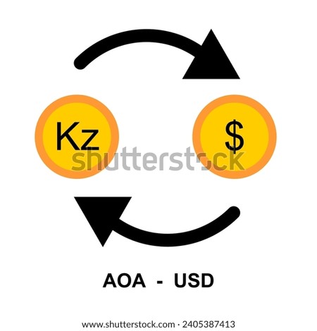 Foreign currency exchange icon. Containing Angola Kwanza to US Dollar . Financial exchange concept. illustration Vector