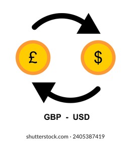 Foreign currency exchange icon. Pound to US Dollar . Financial exchange concept. illustration Vector 