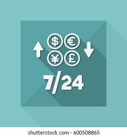 Foreign currency exchange service 7/24 - Vector web icon