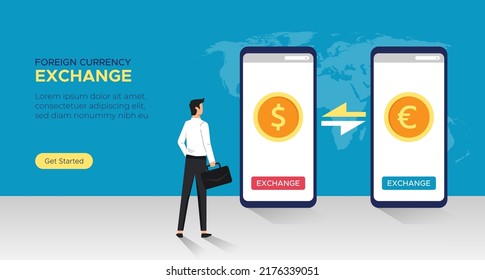 Foreign Currency Exchange Service Concept Money Stock Vector (Royalty ...