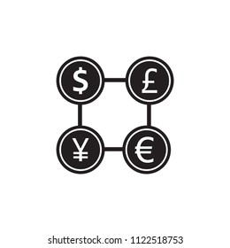 Foreign currency exchange service icon.