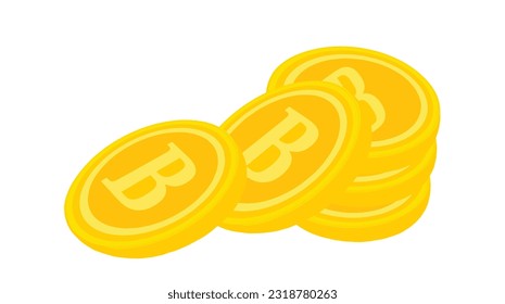 Foreign Currency Gold Coins Vector Illustration Isolated On A White Background.