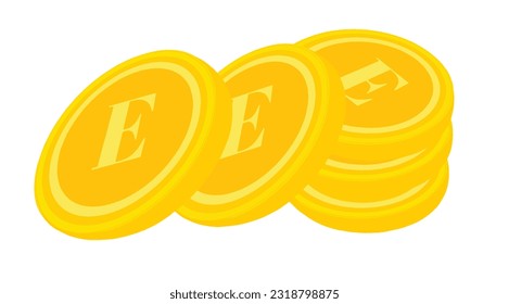 Ilustración Del Vector De Monedas De Oro En Moneda Extranjera Aislada En Un Fondo Blanco.