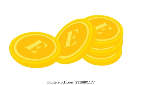 Foreign Currency Gold Coins Vector Illustration Isolated On A White Background.