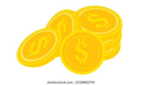 Ilustración Del Vector De Monedas De Oro En Moneda Extranjera Aislada En Un Fondo Blanco.