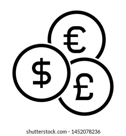 Foreign currency icon. Stroke outline style. Vector. Isolate on white background.