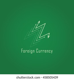 Foreign currency logo design and text with green background