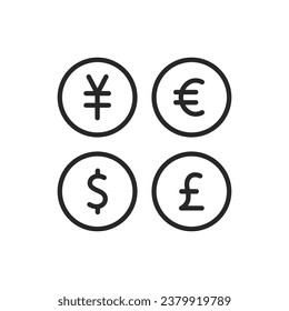 Foreign currency, rate, exchange. Simple vector icon.