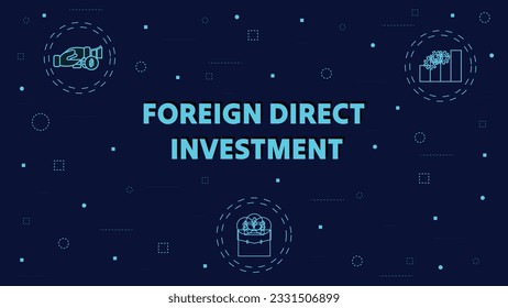 Foreign Direct Investment Concept with Icons of Bar Graph, Dollar Currency Reserves - Financial Concept