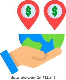 Icono de inversión extranjera directa Ilustración vectorial plana
