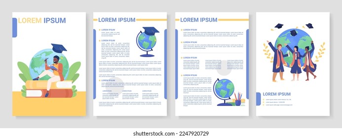 Foreign education flat vector brochure template. Study abroad booklet, leaflet printable flat color designs. Editable magazine page, reports kit with text space. Roboto, Myriad Pro fonts used