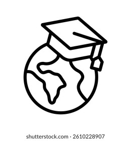 Foreign Education Line Vector Illustration On White Background.