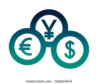 foreign exchange currency coins yen euro dollar