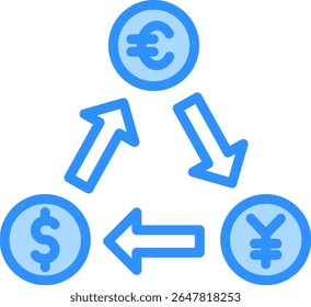 Foreign Exchange Icon Blue Color Vector Illustration